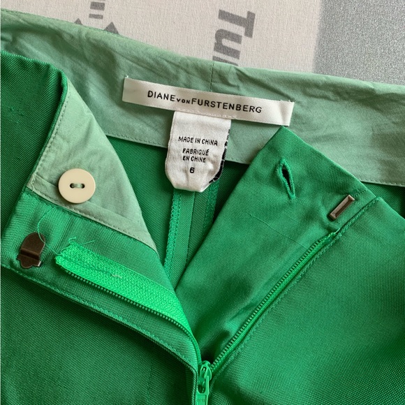 Diane Von Furstenberg Bermuda Shorts Kelly Green Silk - Vintage, Gisi Sz 8 - Picture 6 of 13